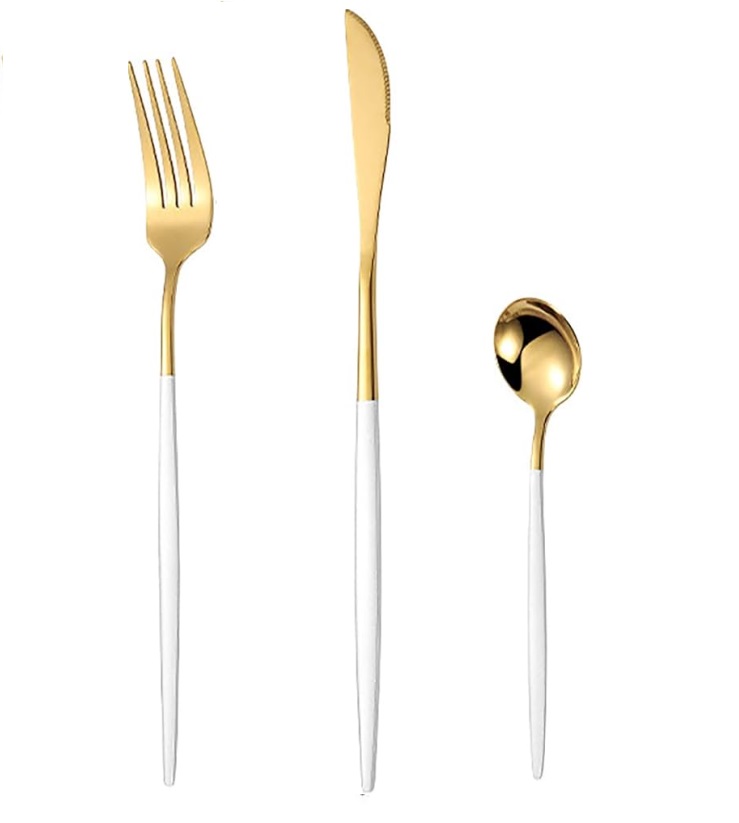 Posate Serie GoldWhite - Forchetta, Coltello e Cucchiaio POS10-POS11-POS12 3 Posate Serie GoldWhite - Forchetta, Coltello e Cucchiaio POS10-POS11-POS12 - immagine 3