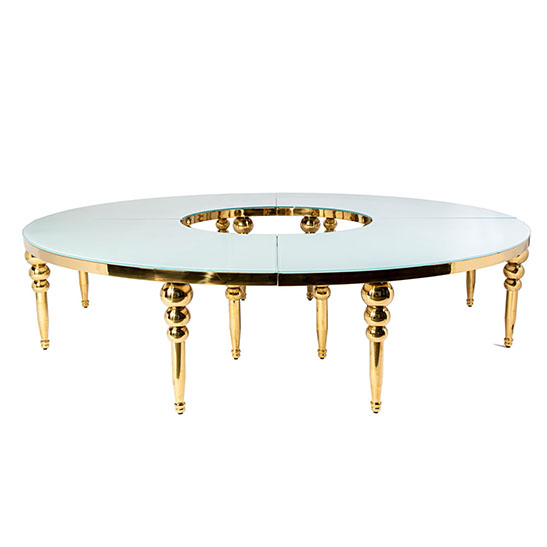 Tavolo Curvo Singapore Gold Piano Vetro Bianco TAV11 - immagine 2