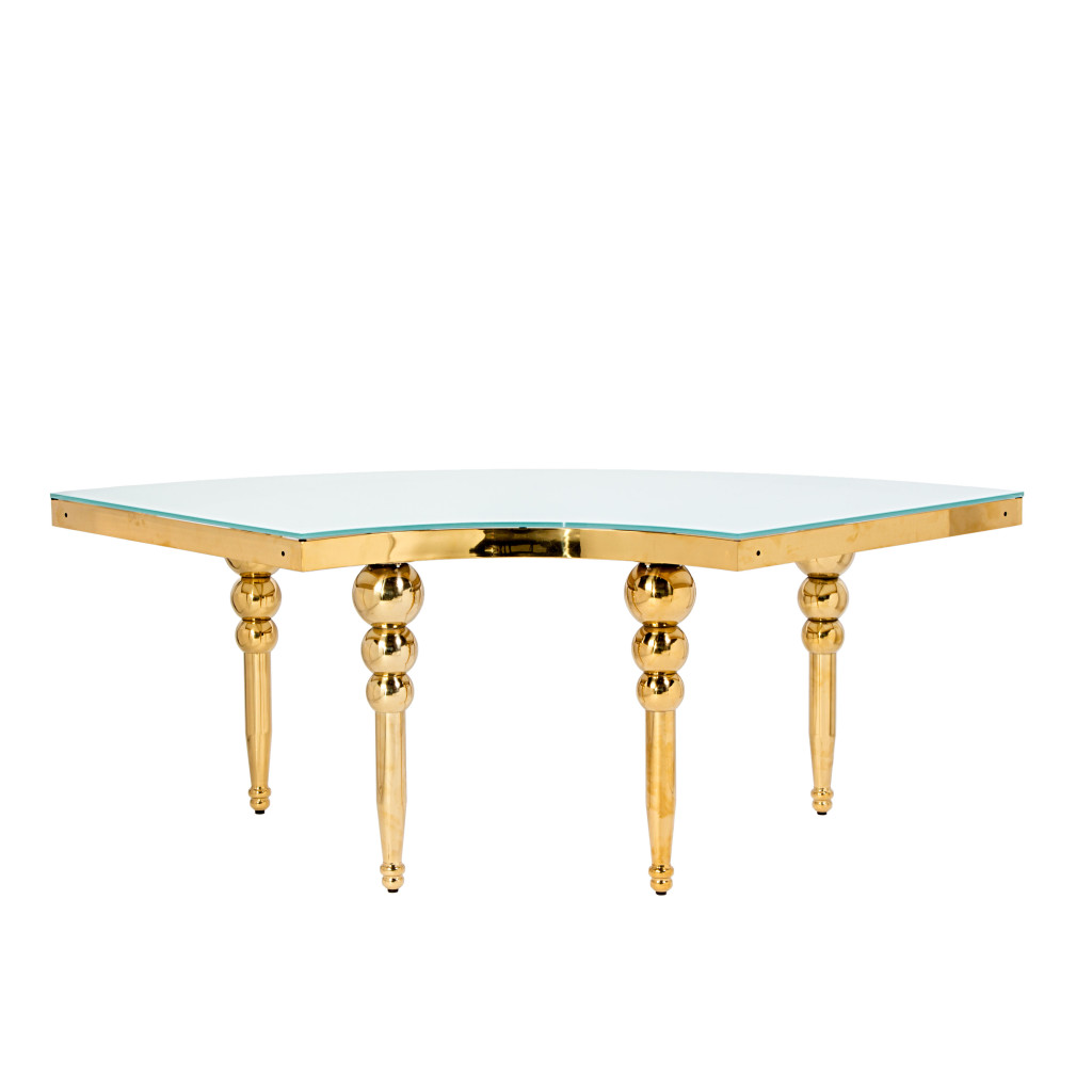 Tavolo Curvo Singapore Gold Piano Vetro Bianco TAV11 - immagine 7
