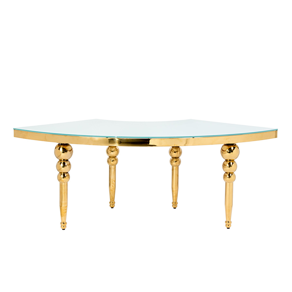 Tavolo Curvo Singapore Gold Piano Vetro Bianco TAV11 - immagine 8