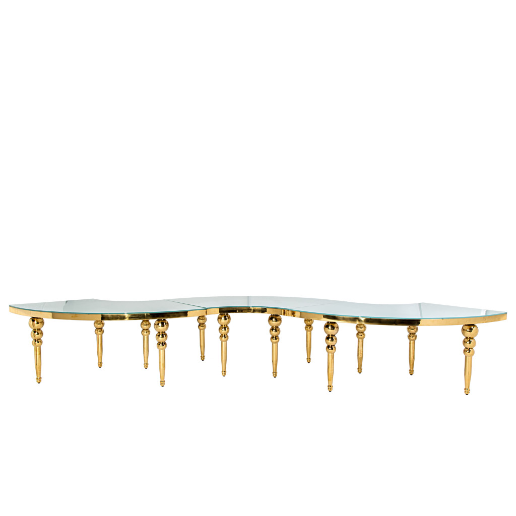 Tavolo Curvo Singapore Gold Piano Vetro Bianco TAV11 - immagine 9