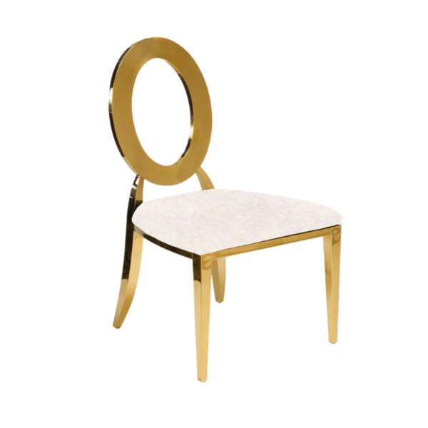 Sedia Dubai Gold-White Pelle SED04