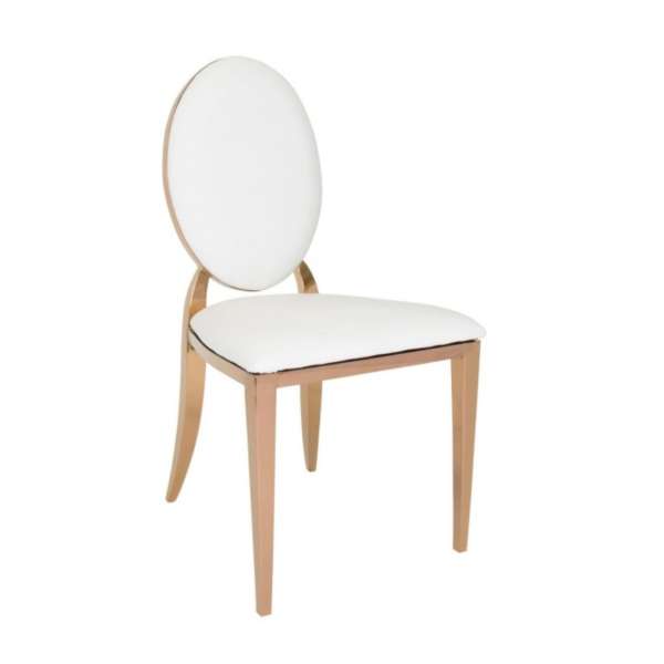 Sedia Dubai Gold-White Pelle con schienale SED09