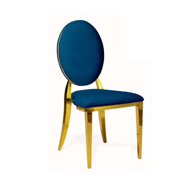 Sedia Dubai Gold-Blu Valluto con schienale SED10