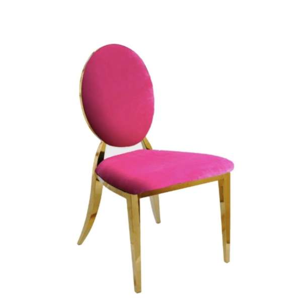 Sedia Dubai Gold-Pink Velluto con schienale SED11